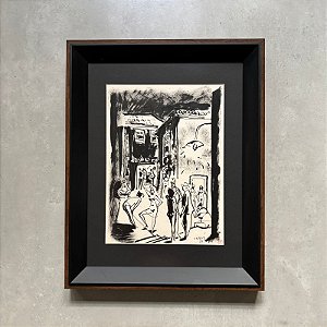 Carybé - nanquim - 33x24cm - "Noite no centro"