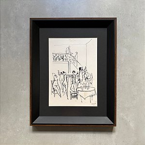 Carybé - nanquim - 33x24cm - "Festa no salão"