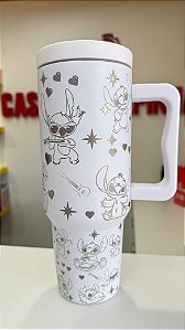 Copo Térmico Personalizado Stitch 1200ml C/tampa Canudo Alça Gravação Laser