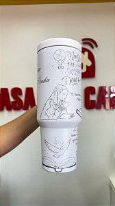 Copo Térmico Personalizado religião 1200ml C/tampa Canudo Alça Gravação Laser