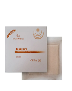 Curativo de Fibra de Alginato de Cálcio e Sódio Kangli Sorb 10cm X 10cm (Caixa com 10 Unidades)