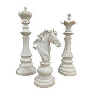 Trio Xadrez Decorativo Branco