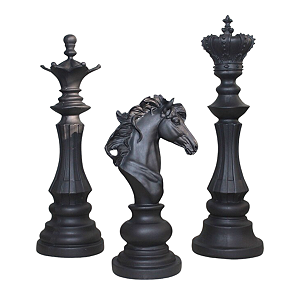 Trio Xadrez Decorativo Preto