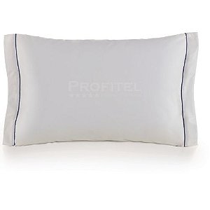 Fronha para Hotel com Abas e Friso Azul Marinho TEKA Profiline 180 Fios Madri 50x70cm