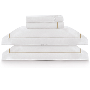 Jogo de Cama 4 peças King com Festonê Bege 200 fios Imperial Plus TEKA Profiline