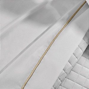 Lençol para Hotel Casal Teka Profiline 200 Fios com Aba e Festonê Bege 220x243cm