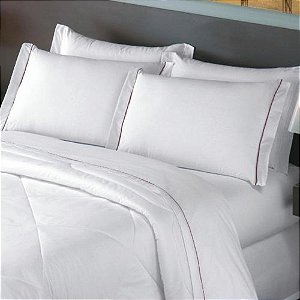 Jogo de Cama 3 peças Solteiro 180 Fios com Friso Bordô TEKA Profiline