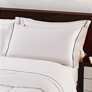 Jogo de Cama 3 peças Solteiro 180 Fios com Friso Azul Marinho TEKA Profiline