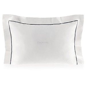 Fronha para Hotel com 3 Abas e Festonê Preto Profiline Luxury 300 Fios Pérola 50x70cm