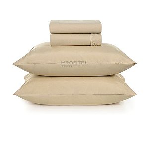 Jogo de Cama Queen 4 Peças 180 fios Bege Madri Teka Profiline