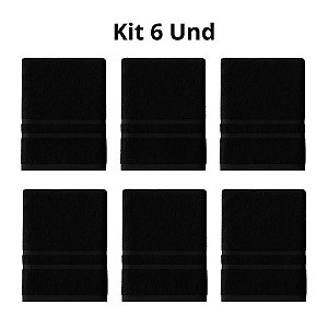 Kit 6 Toalhas de Rosto para Maquiagem 44x72cm Studio Preta 380g/m² Profitel