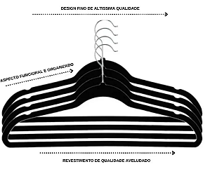 Cabides aveludados ultrafinos slim C/ 30 peças- Members Mark
