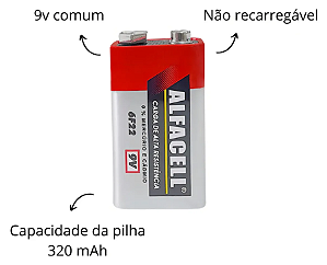 Bateria 9 Volts Sensor Microfone Brinquedos Alta Resistência-Loreto