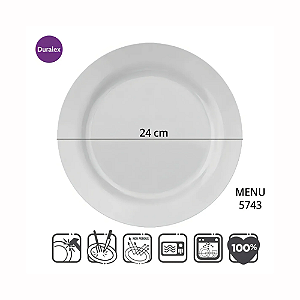 Pratos Rasos Duralex Opaline Menu 24cm 12 Unidades - Nadir-Loreto