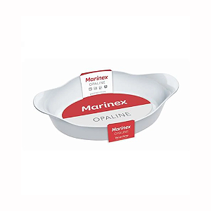 Marinex Assadeira Opaline Oval Vidro Temperado 1,4l Grande Branco-Loreto