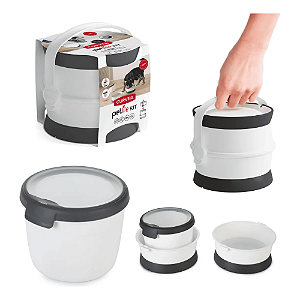 Comedouro Kit Viagem Curver Petlife Pet Cães E Gatos Cor Branco-Loreto