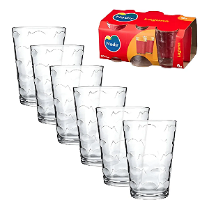 Jogo De 6 Copos Linha Laguna 265ml Vidro - Nadir-Loreto