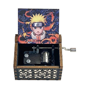 Caixinha de música madeira naruto colorida-Loreto