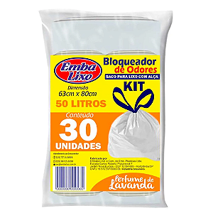 Saco Para Lixo Neutralizador De Odores Lavanda 50l Embalixo 30 Unidades-Loreto