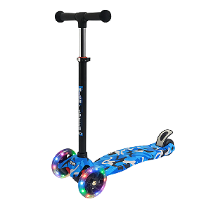 Patinete Scooter Infantil Light Speed Azul Com Luz 88 Cm -Loreto