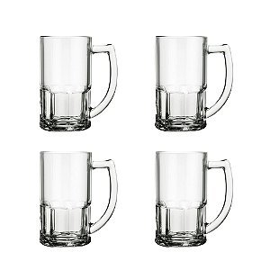 kit 04 Canecas De Vidro Bristol 340ml - Chopp Cerveja