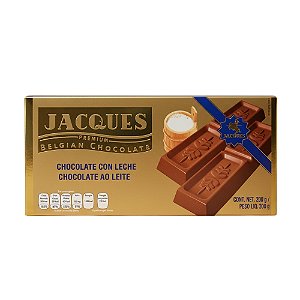 Barra Chocolate Premium Belga Ao leite Jacques 200 Gr