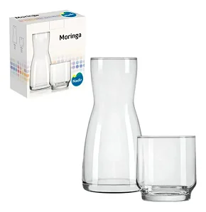 Moringa 500 Ml Em Vidro Simples Com Copo 290 Ml Suco Nadir Branco