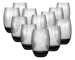 Jogo De Copos Aruba 465ml 12 Peças Cozinha Grande Nadir Cinza-escuro