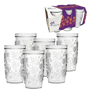 Jogo De 6 Copos Vidro Florido Nature Nadir 270ml
