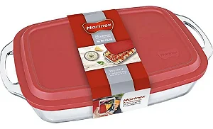 Assadeira Travessa Retangular Seletta Com Tampa 3,5l Marinex Transparente