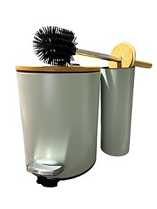 Conjunto Lixeira Banheiro 5L com Escova Verde