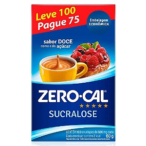 Zero Cal Sucralose Sachê Leve 100 Pague 75 Unidades