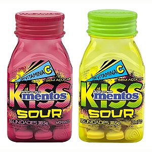 Pastilha Mentos Kiss Sour Limão E Morango Zero - 2 Unid
