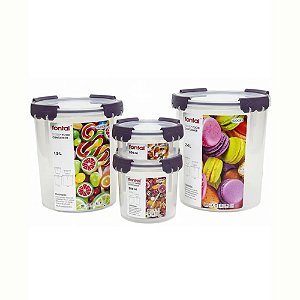 Kit Potes Porta Mantimento Hermético Com Travas E Tampa Plástico