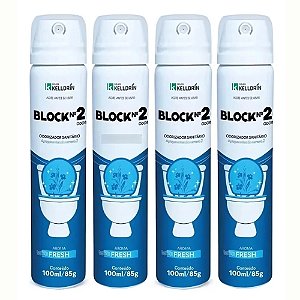 Kit 4 Odorizador Sanitario Block No2 Fresh 100ml 85g