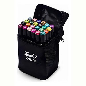Conjunto 24 Cores Canetas Permanente Marcador Ponta Dupla