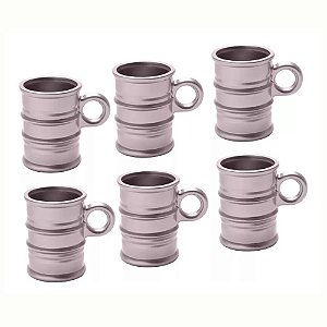 Conjunto 6 Canecas De Vidro Vintage Rosa 95ml - Lyor