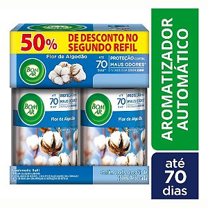 Kit 2 Refil Aromatizante Bom Ar Freshmatic Flor De Algodão 250 Ml
