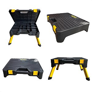 Banquinho Escada Multiuso Dobrável Reforçado Compartimento Preto