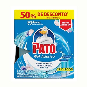 Desodorizador De Vaso Sanitario Pato Gel Adesivo 2 Refis Marine