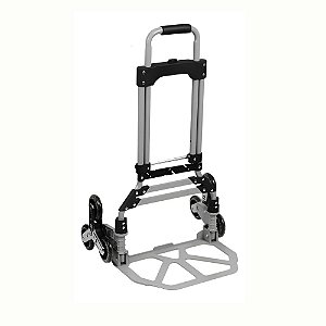 Carrinho Carga Alumínio Dobrável Com Roda Tripla Cinza