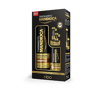 Eico Tratamento Mandioca Força Crescimento Brilho Shampoo Hidratação Sem Sal 800ml Condicionador Leave-in Sem Frizz 450ml