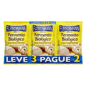 Fermento Biológico Seco Instantâneo Fleischmann Envelope 10g Cada Leve 3 Pague 2 Unidades