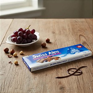 Chocolate Suíço Swiss Alps Barra 300g Uva Passa E Avelã