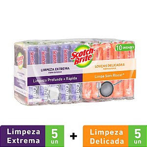 Pack Kit Esponja Lavar Louça Limpeza Extrema E Delicada 10un