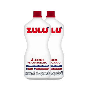 Álcool com Bicarbonato Limpador Multiuso Zulu 2 Unidades de 1L Cada