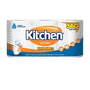 Papel Toalha Kitchen Folha Dupla 19cm X 22cm Jumbo C/3 Rolos