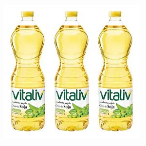 Kit C/3 Óleo De Soja Vitaliv Garrafa 900ml