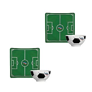 Conjunto De 2 Travessas E 2 Bowls Motivos Da Copa Cerâmica