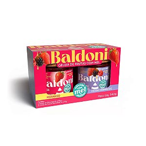 Kit Geleia Baldoni Morango E Frutas Vermelhas Com Mel 540g